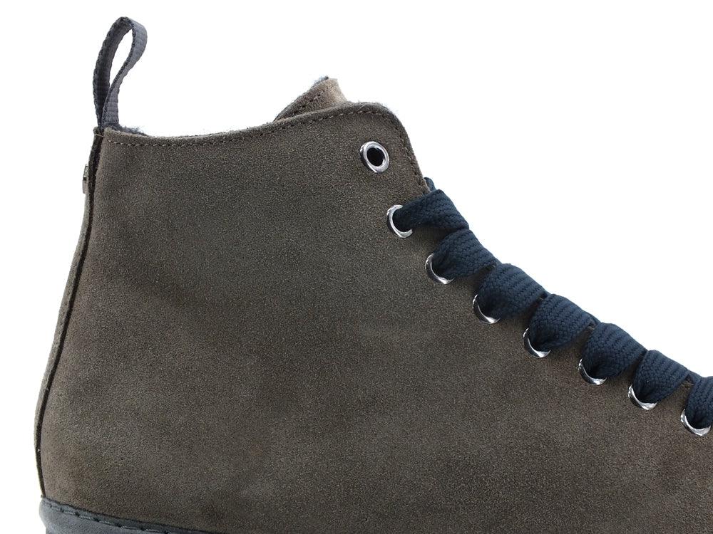 PAN CHIC Ankle Boot Suede Sneaker Pelo Stone Brown Cobalt P01M1400200006 - Sandrini Calzature e Abbigliamento