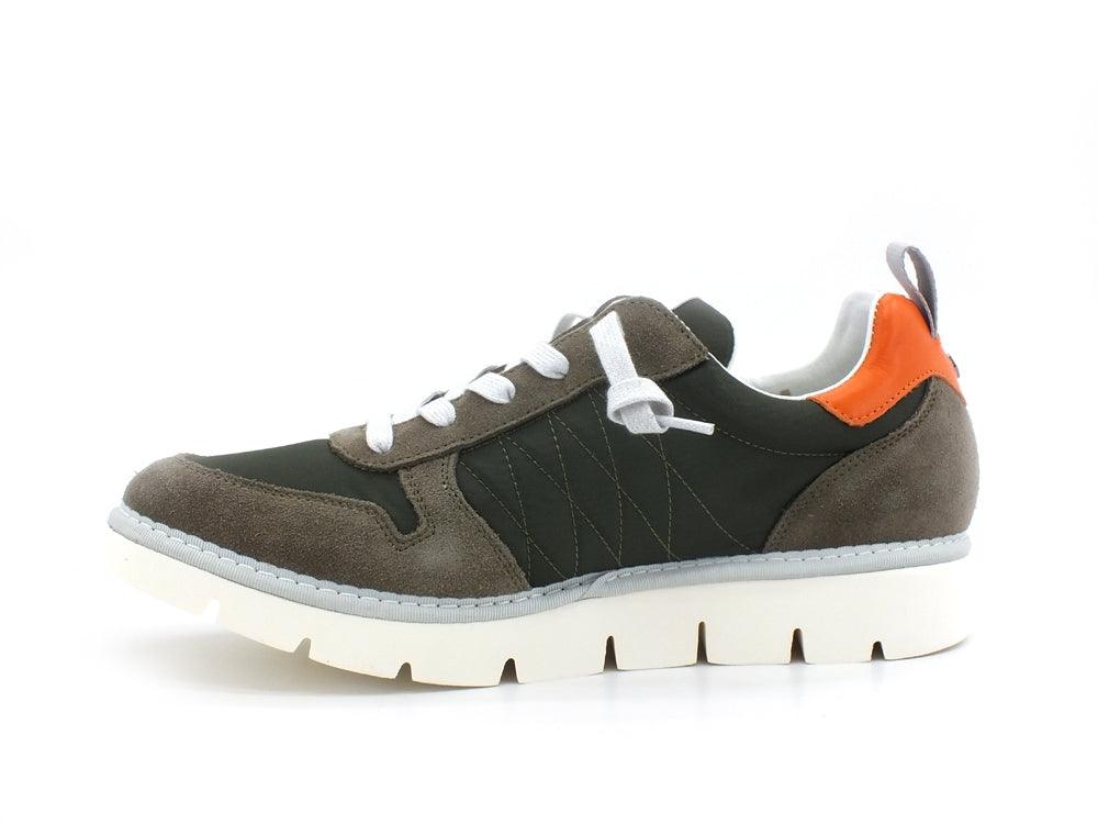 PAN CHIC Low Cut Sneaker Uomo Pelle Nylon Military Green Sage Orange P05M18021TS2 - Sandrini Calzature e Abbigliamento