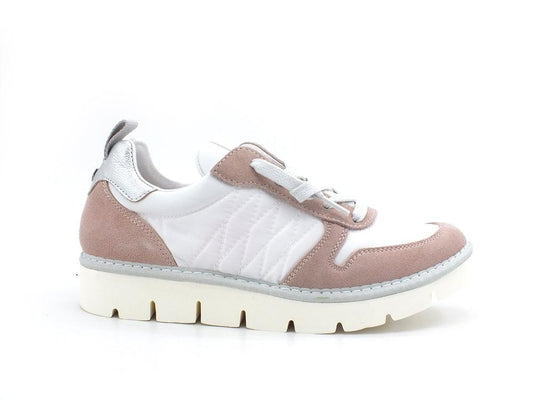 PAN CHIC Sneaker Low Cut Sneaker Donna Nylon Suede White Powder Pink Silver P05W18021TS2 - Sandrini Calzature e Abbigliamento