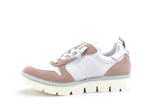 PAN CHIC Sneaker Low Cut Sneaker Donna Nylon Suede White Powder Pink Silver P05W18021TS2 - Sandrini Calzature e Abbigliamento