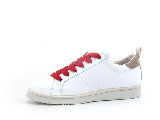 PAN CHIC Sneaker Pelle Lace - Up White Red P01M1600100183 - Sandrini Calzature e Abbigliamento