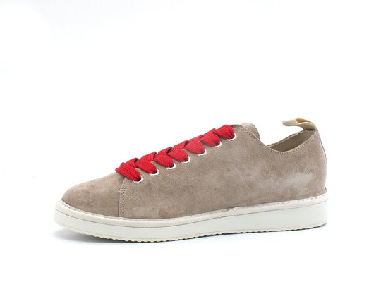 PAN CHIC Sneaker Pelle Suede Lace - Up Taupe Red P01M1400100209 - Sandrini Calzature e Abbigliamento