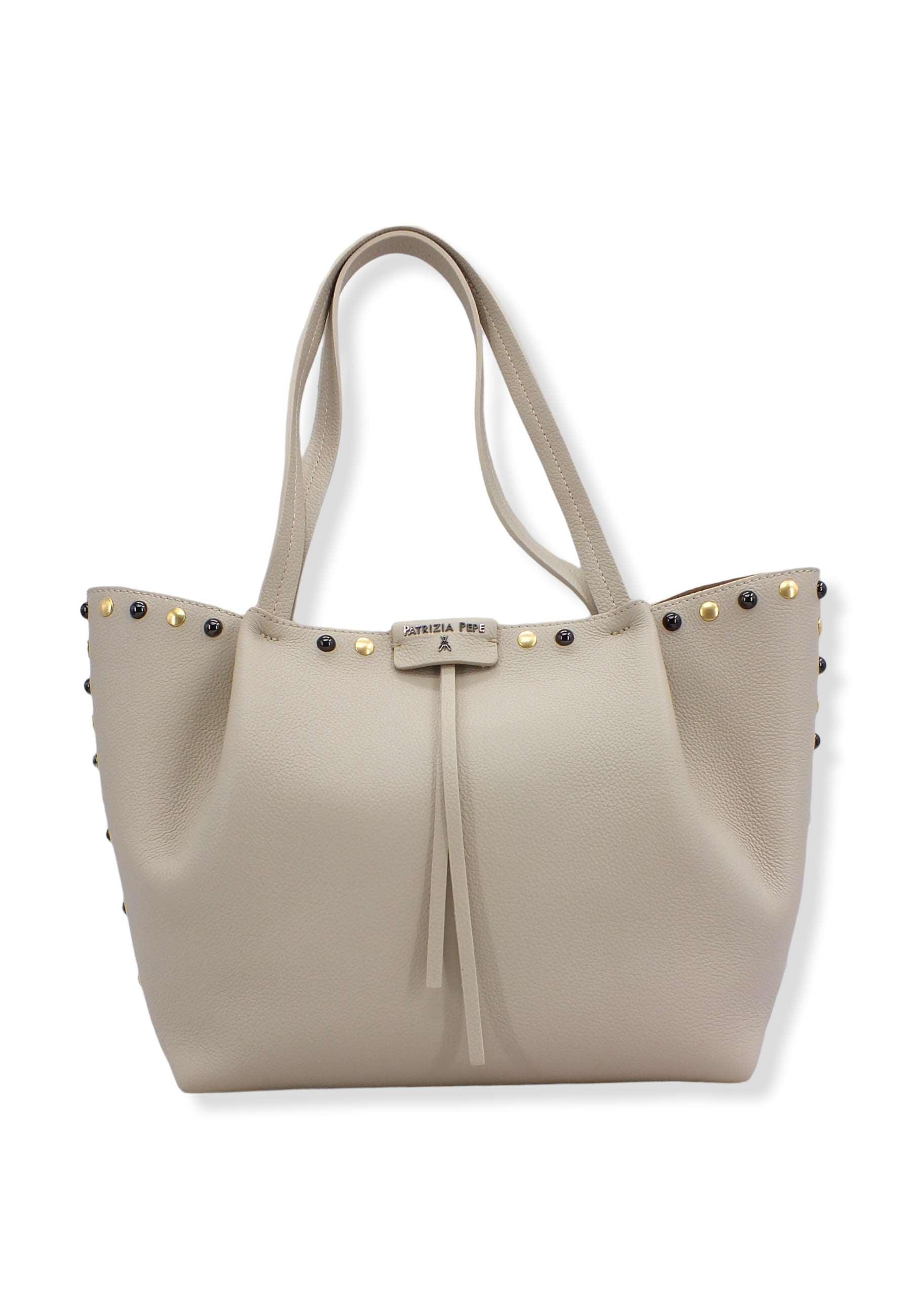 PATRIZIA PEPE Borsa Borchie Con Pochette Beige Ocean Sand 8B8895-L050 - Sandrini Calzature e Abbigliamento