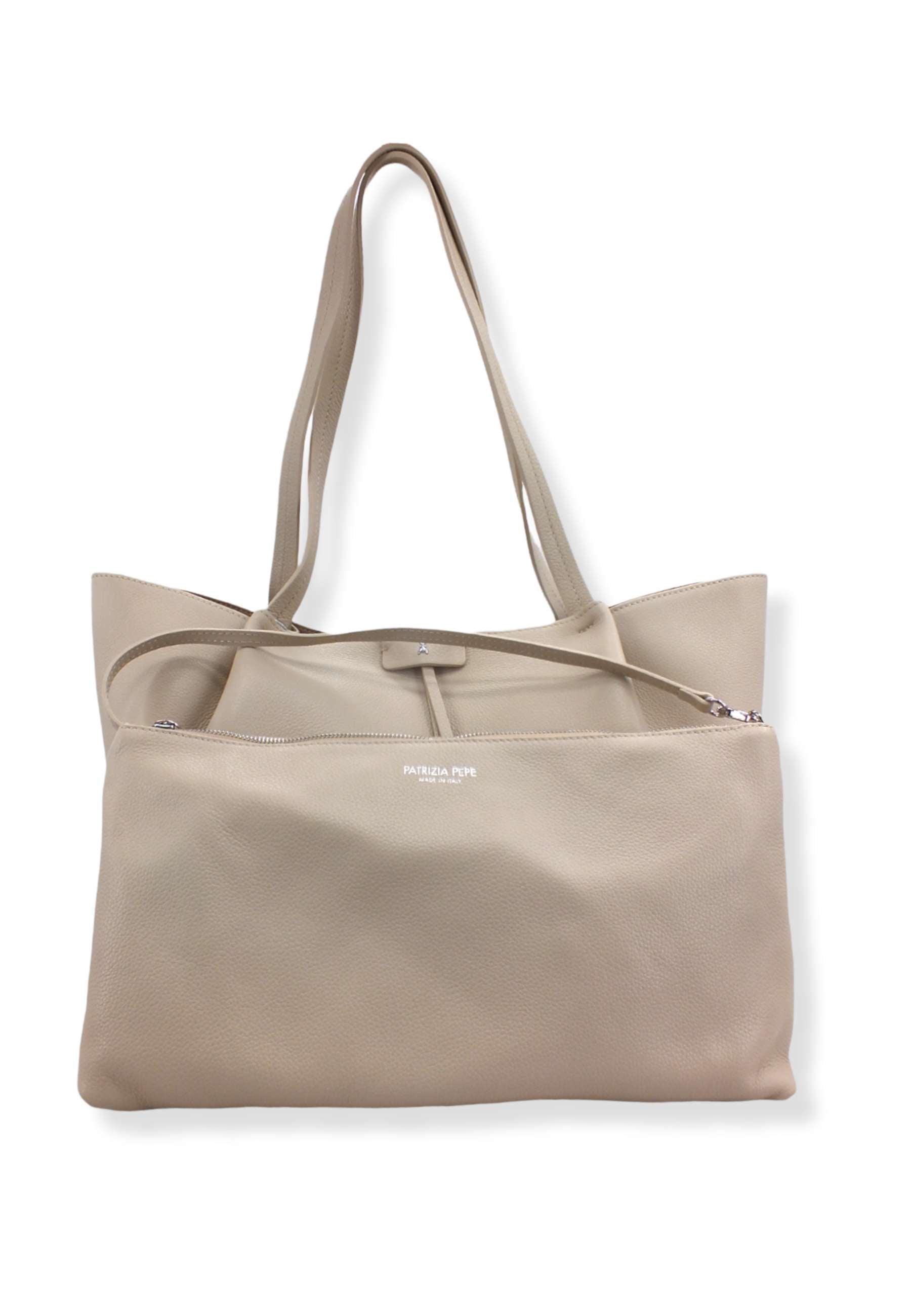 PATRIZIA PEPE Borsa Con Pochette Large Beige Ocean Sand CB8896-L001 - Sandrini Calzature e Abbigliamento