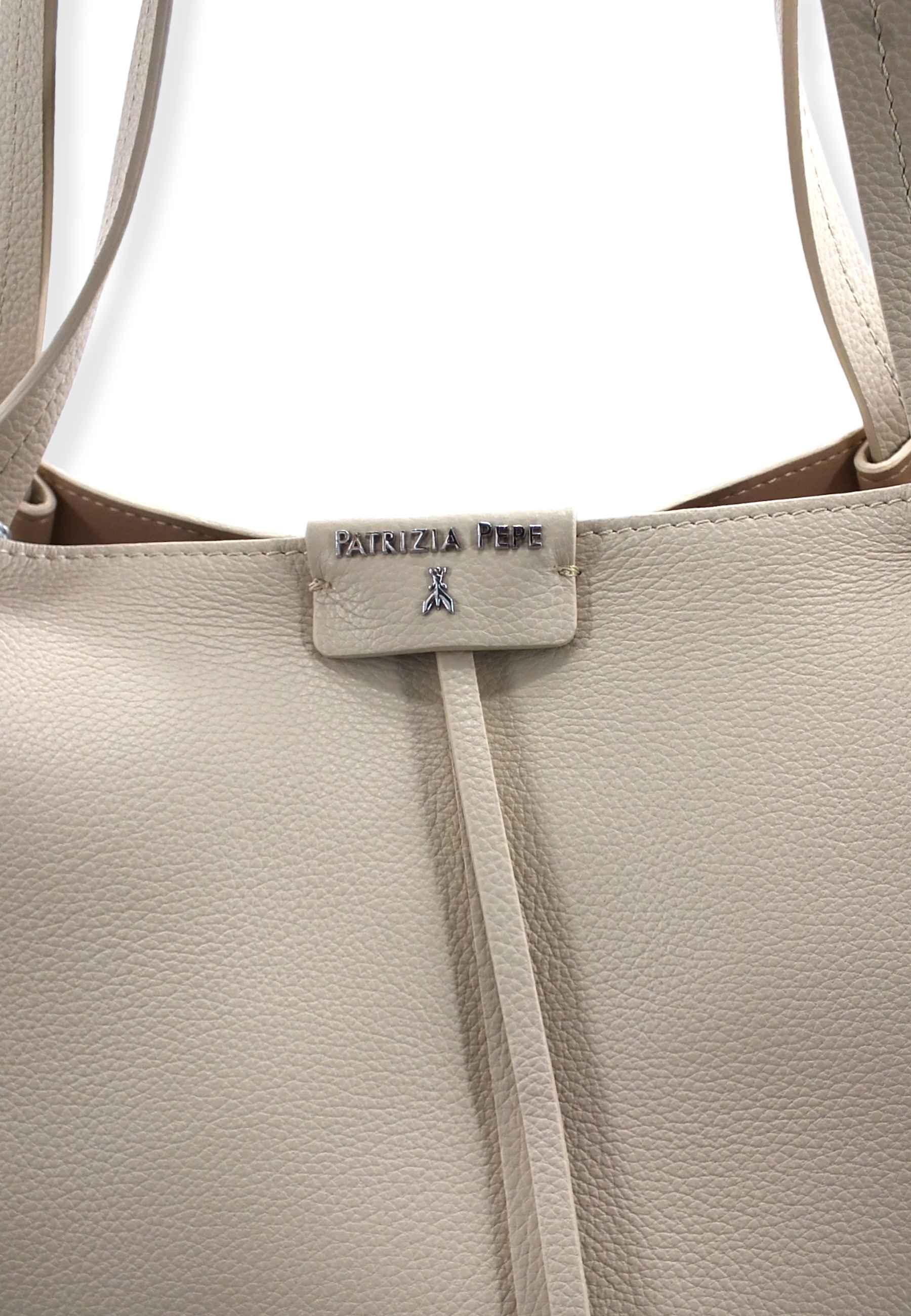 PATRIZIA PEPE Borsa Con Pochette Large Beige Ocean Sand CB8896-L001 - Sandrini Calzature e Abbigliamento