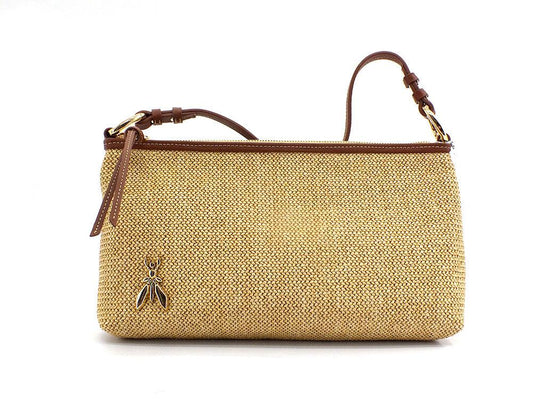 PATRIZIA PEPE Borsa Paglia Zip Logo Beige Natural 2B0002V004-W134 - Sandrini Calzature e Abbigliamento