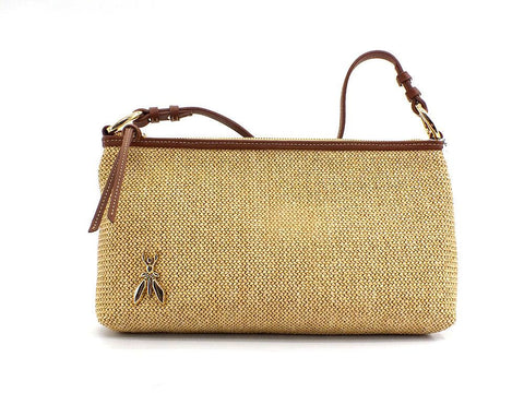 PATRIZIA PEPE Borsa Paglia Zip Logo Beige Natural 2B0002V004-W134 - Sandrini Calzature e Abbigliamento