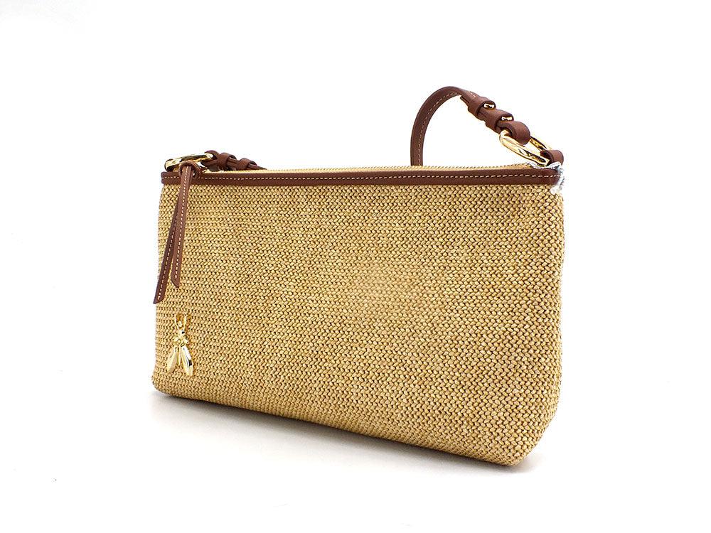 PATRIZIA PEPE Borsa Paglia Zip Logo Beige Natural 2B0002V004-W134 - Sandrini Calzature e Abbigliamento