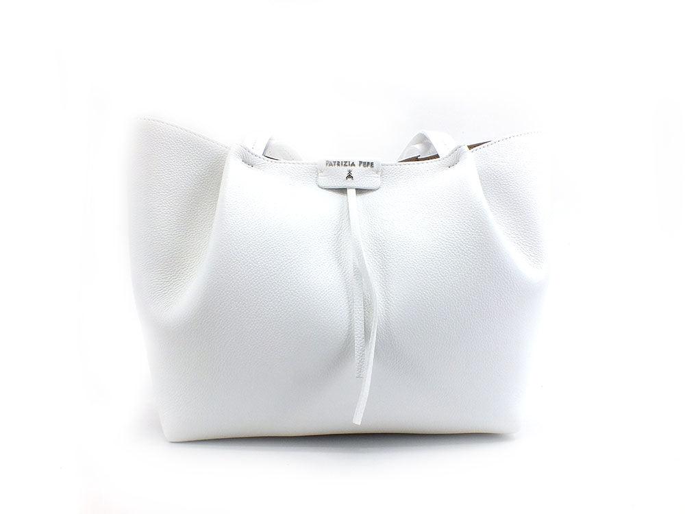 PATRIZIA PEPE Borsa Saddle Clutch Logo Ape Bianco CB8895L001-W146 - Sandrini Calzature e Abbigliamento