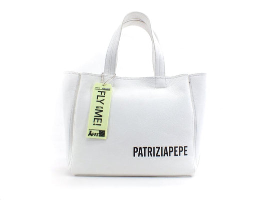 PATRIZIA PEPE Borsa Saddle Logo Printed Fluo Bianco CB0060L001-W146 - Sandrini Calzature e Abbigliamento