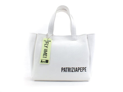 PATRIZIA PEPE Borsa Saddle Logo Printed Fluo Bianco CB0060L001-W146 - Sandrini Calzature e Abbigliamento