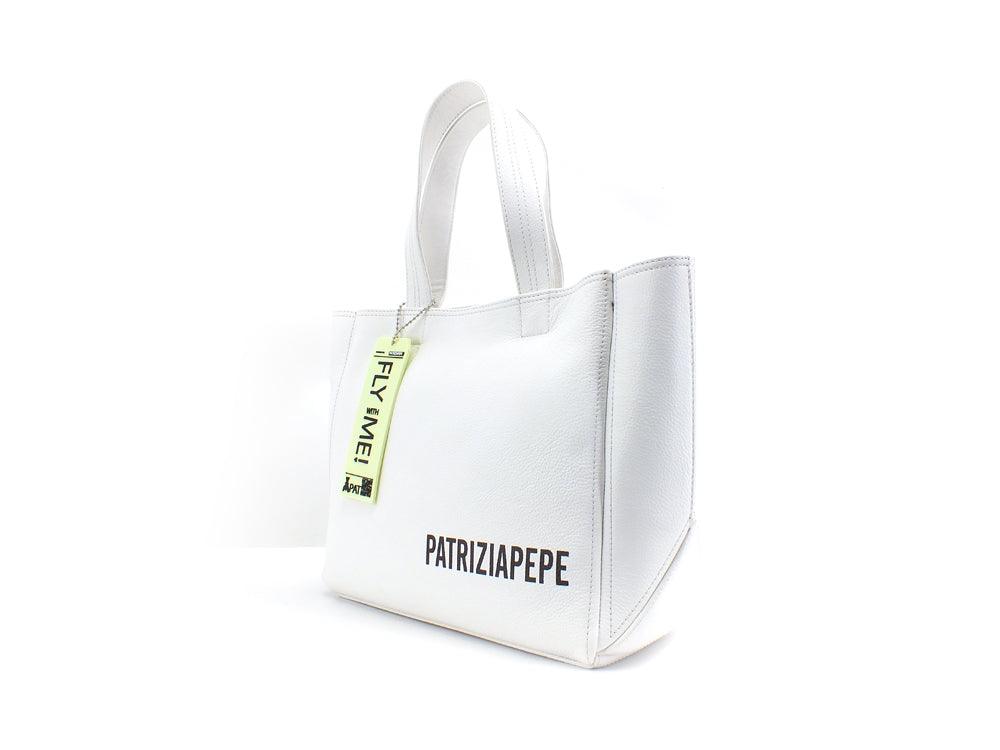 PATRIZIA PEPE Borsa Saddle Logo Printed Fluo Bianco CB0060L001-W146 - Sandrini Calzature e Abbigliamento
