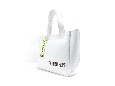 PATRIZIA PEPE Borsa Saddle Logo Printed Fluo Bianco CB0060L001-W146 - Sandrini Calzature e Abbigliamento