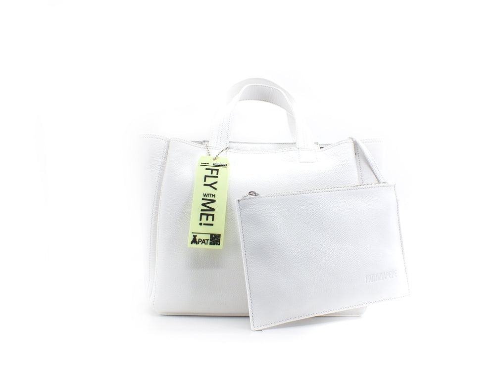 PATRIZIA PEPE Borsa Saddle Logo Printed Fluo Bianco CB0060L001-W146 - Sandrini Calzature e Abbigliamento