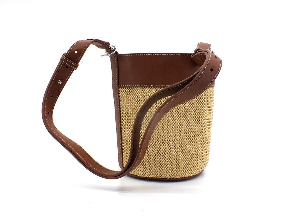 PATRIZIA PEPE Borsa Secchiello Paglia Logo Beige Natural 2B0003V004-W134 - Sandrini Calzature e Abbigliamento