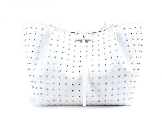 PATRIZIA PEPE Borsa Shopper Borchie Pelle White Bianco 2V8895-A9D1 - Sandrini Calzature e Abbigliamento