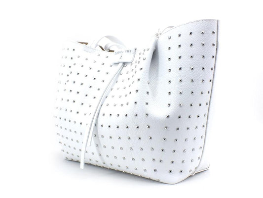 PATRIZIA PEPE Borsa Shopper Borchie Pelle White Bianco 2V8895-A9D1 - Sandrini Calzature e Abbigliamento