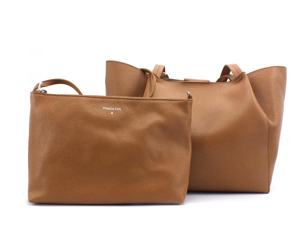 PATRIZIA PEPE Borsa Shopper Donna Bianco Cuoio 2V8895-A4U8N - Sandrini Calzature e Abbigliamento