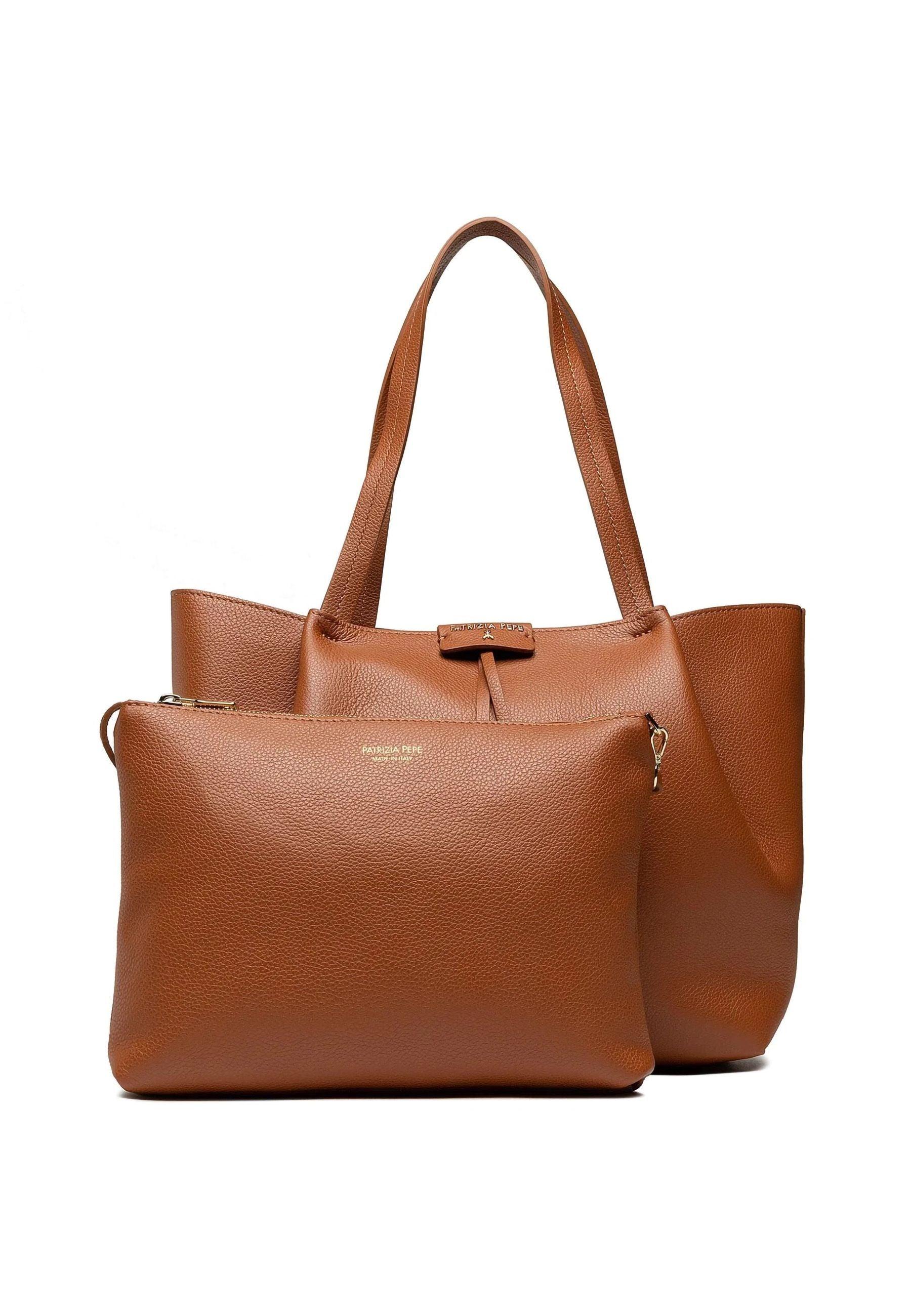 PATRIZIA PEPE Borsa Tote Mid New Cuoio CB8895-L001 - Sandrini Calzature e Abbigliamento