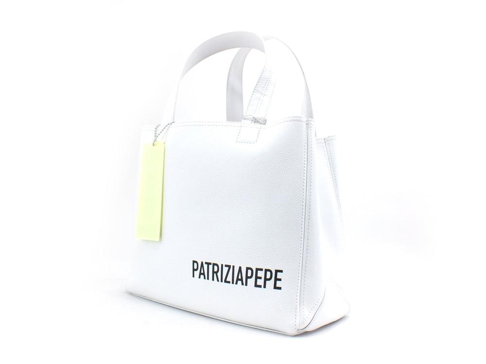 PATRIZIA PEPE Borsa Tote Pelle Fly Me Bianco White 2VA060-A4U8 - Sandrini Calzature e Abbigliamento
