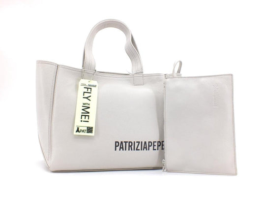 PATRIZIA PEPE Borsa Tote Pelle Fly Whit Me Ice Grey 2VA060-A4U8 - Sandrini Calzature e Abbigliamento