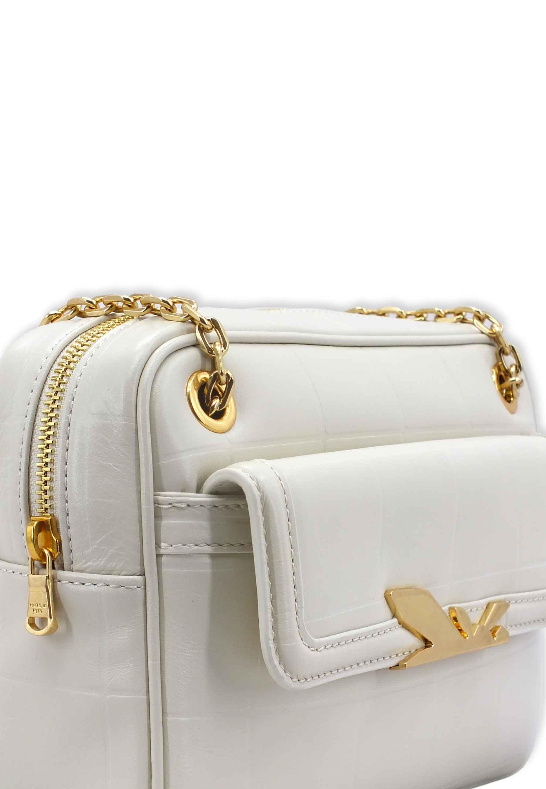 PATRIZIA PEPE Borsa Tracolla Crossbody Logo Ape Off White 8B0067-L046 - Sandrini Calzature e Abbigliamento