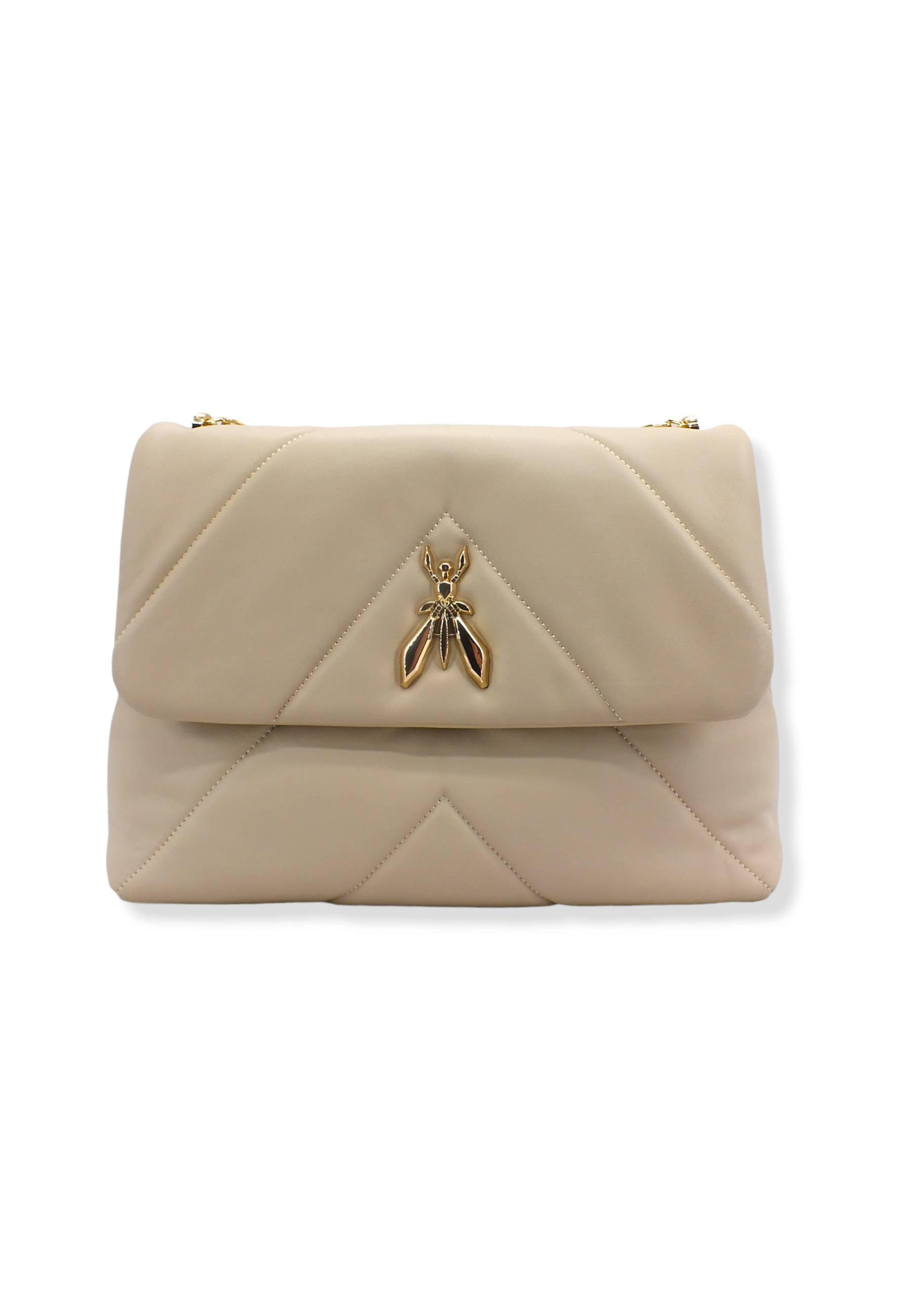 PATRIZIA PEPE Borsa Tracolla Satchel Logo Beige Ocean Sand CB0302-L006 - Sandrini Calzature e Abbigliamento