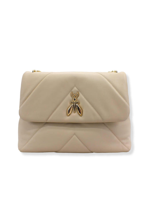 PATRIZIA PEPE Borsa Tracolla Satchel Logo Beige Ocean Sand CB0302-L006 - Sandrini Calzature e Abbigliamento