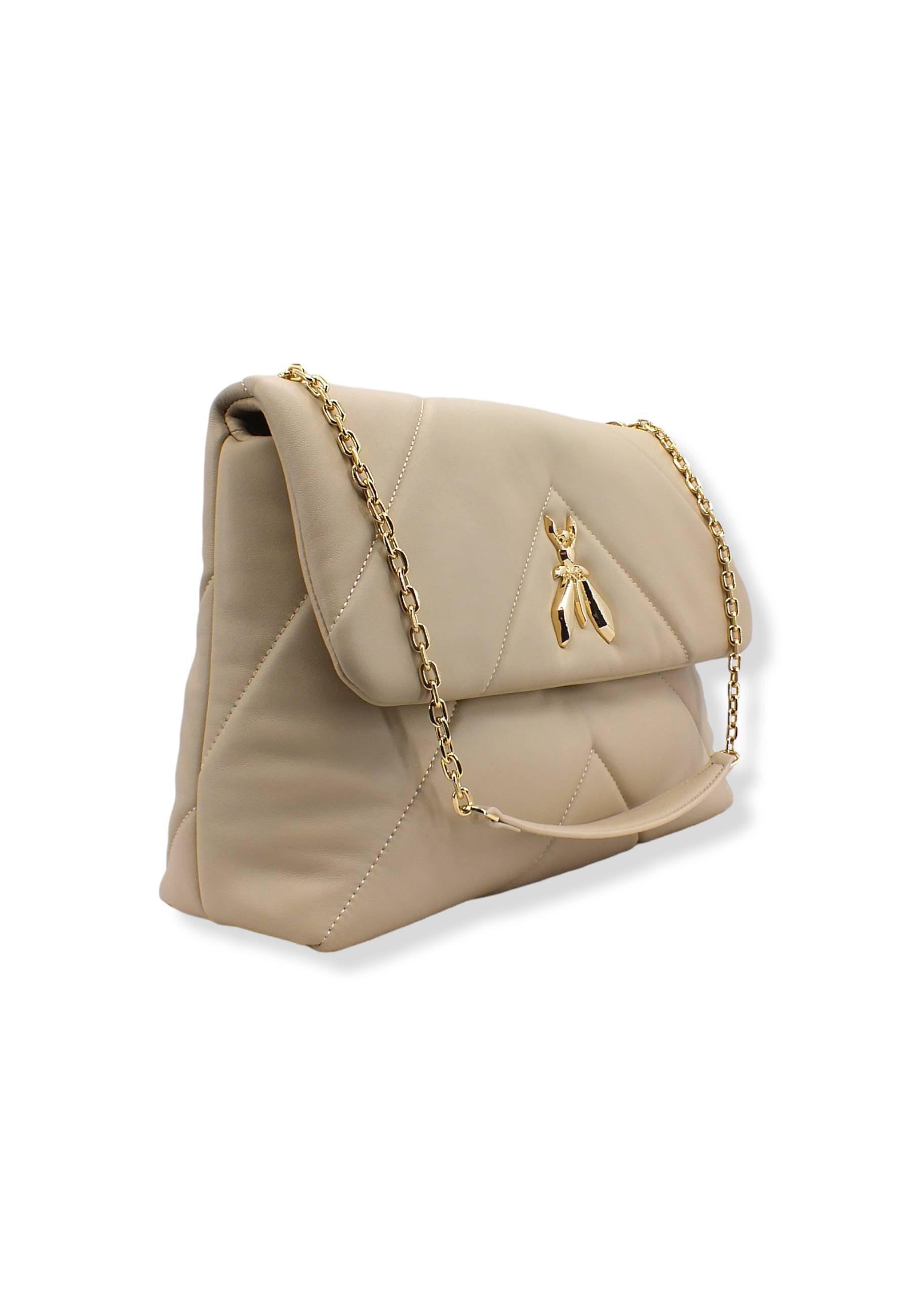 PATRIZIA PEPE Borsa Tracolla Satchel Logo Beige Ocean Sand CB0302-L006 - Sandrini Calzature e Abbigliamento