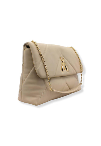 PATRIZIA PEPE Borsa Tracolla Satchel Logo Beige Ocean Sand CB0302-L006 - Sandrini Calzature e Abbigliamento