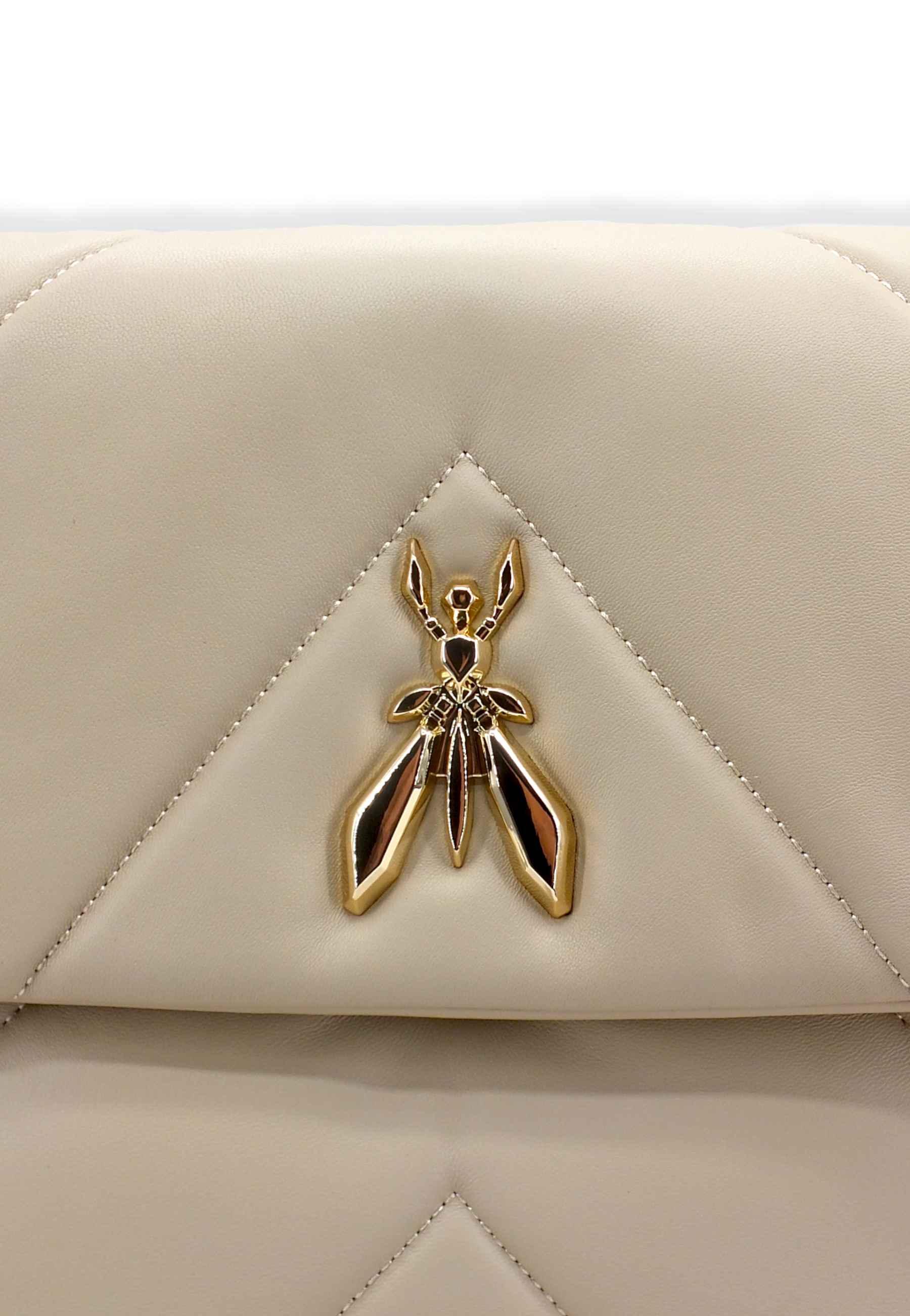 PATRIZIA PEPE Borsa Tracolla Satchel Logo Beige Ocean Sand CB0302-L006 - Sandrini Calzature e Abbigliamento
