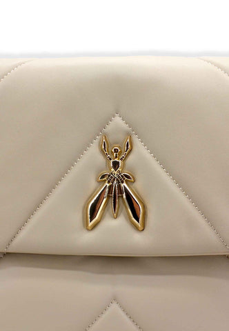 PATRIZIA PEPE Borsa Tracolla Satchel Logo Beige Ocean Sand CB0302-L006 - Sandrini Calzature e Abbigliamento