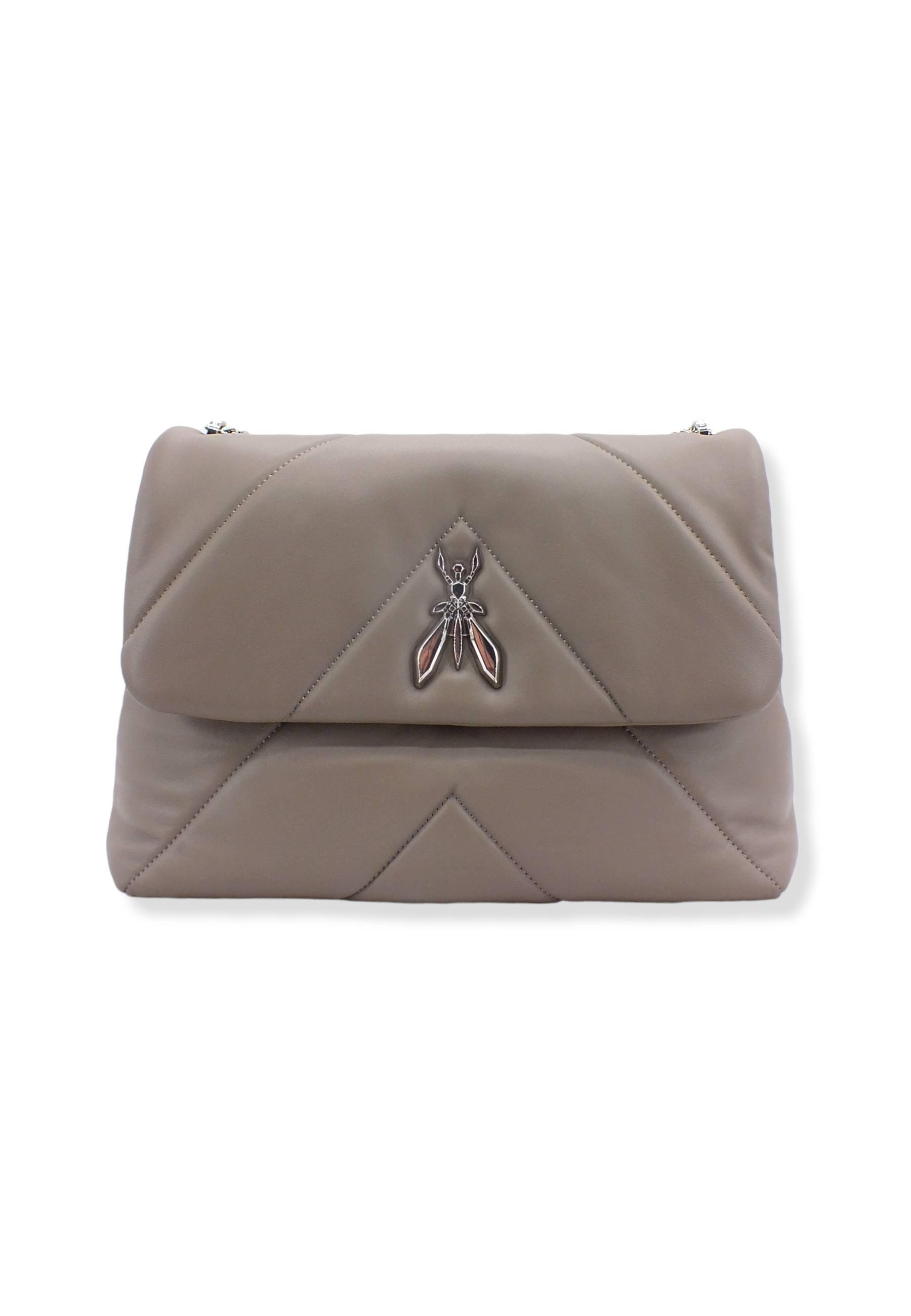 PATRIZIA PEPE Borsa Tracolla Satchel Logo Marrone Dark Tatami CB0302-L006 - Sandrini Calzature e Abbigliamento