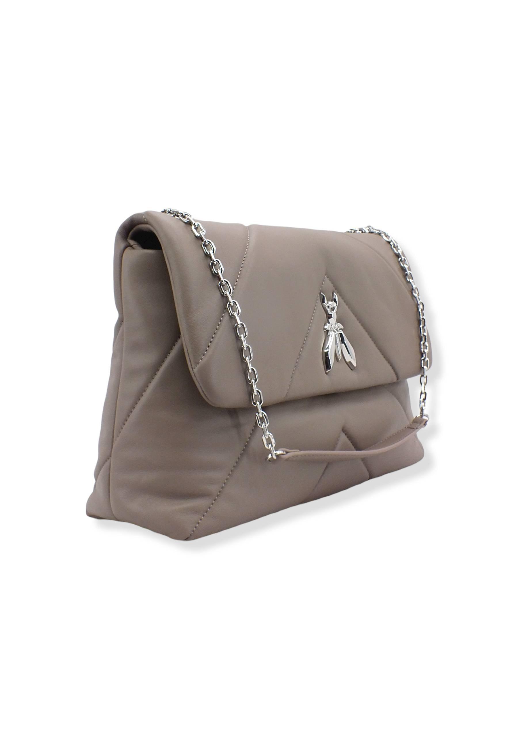 PATRIZIA PEPE Borsa Tracolla Satchel Logo Marrone Dark Tatami CB0302-L006 - Sandrini Calzature e Abbigliamento