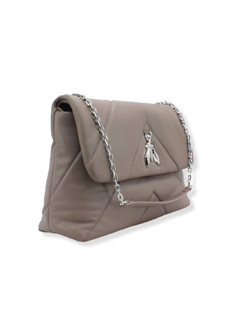 PATRIZIA PEPE Borsa Tracolla Satchel Logo Marrone Dark Tatami CB0302-L006 - Sandrini Calzature e Abbigliamento