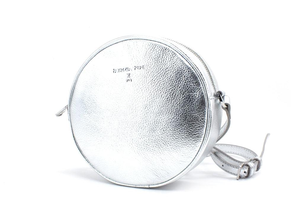 PATRIZIA PEPE Borsa Tracolla Tonda Pelle Silver Argento 2VA198-A4U8N - Sandrini Calzature e Abbigliamento