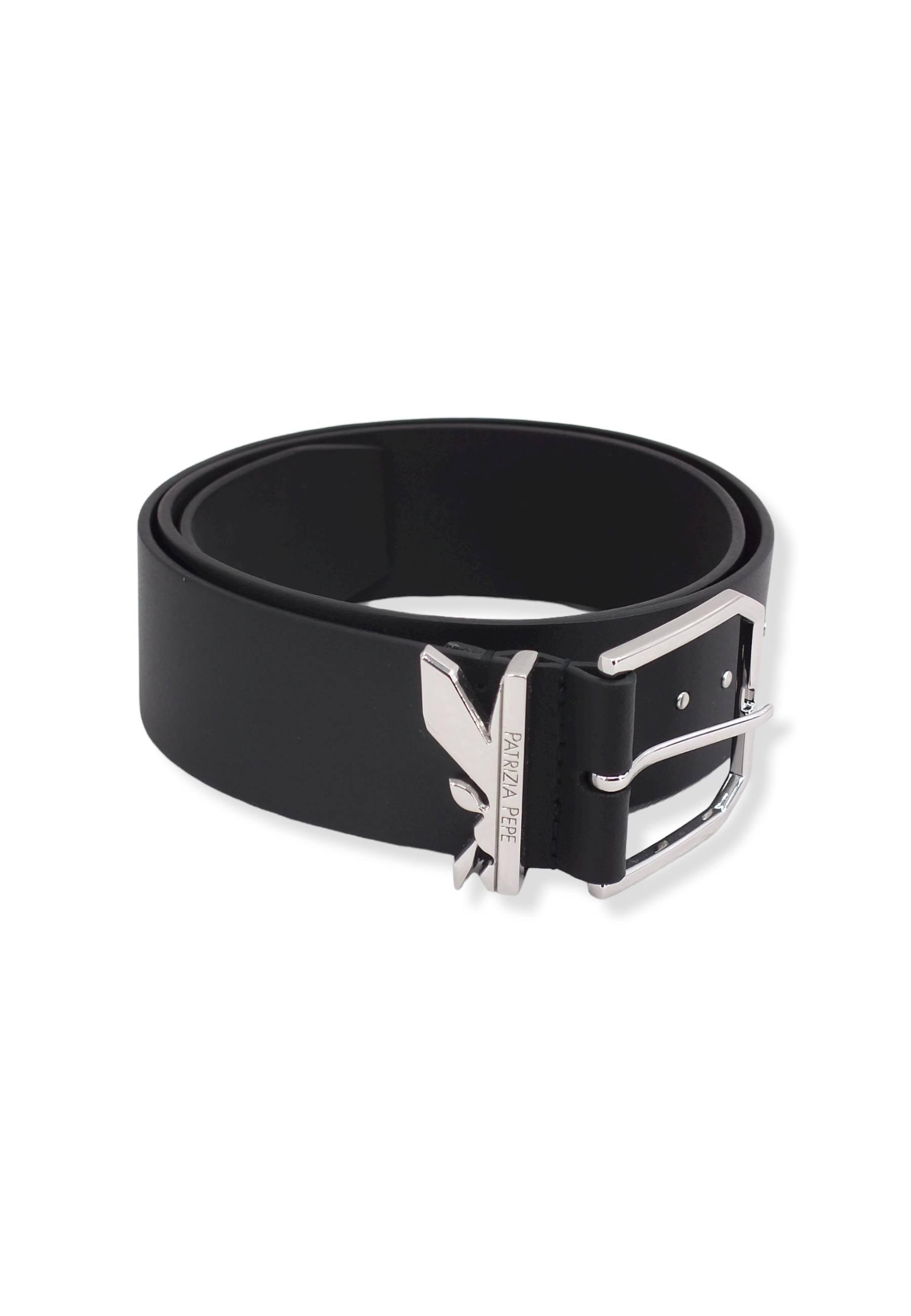 PATRIZIA PEPE Cintura Donna Logo Borchie Silver Nera 8W0005-L051 - Sandrini Calzature e Abbigliamento