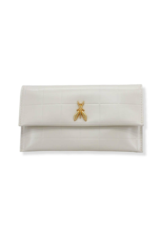PATRIZIA PEPE Pochette Tracolla Logo Gold Off White 8B5460-L046 - Sandrini Calzature e Abbigliamento