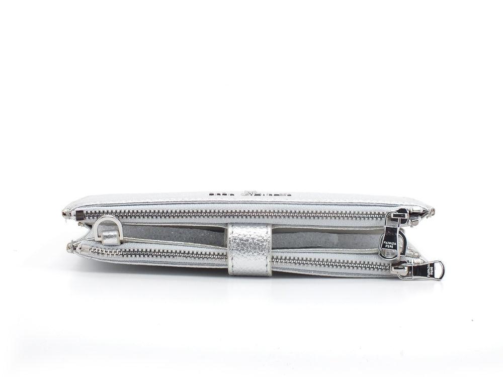 PATRIZIA PEPE Portafoglio Donna Double Zip Silver 2V9774-A4U8N - Sandrini Calzature e Abbigliamento