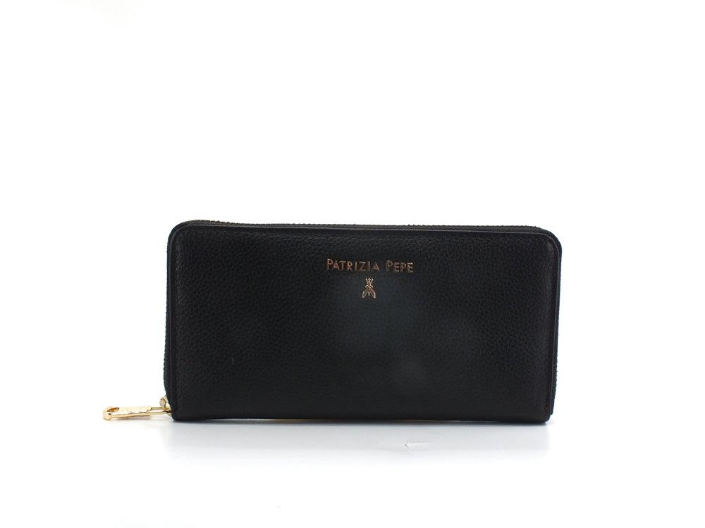 PATRIZIA PEPE Portafoglio Zip Around Logo Nero Black CQ4879L001-K103 - Sandrini Calzature e Abbigliamento