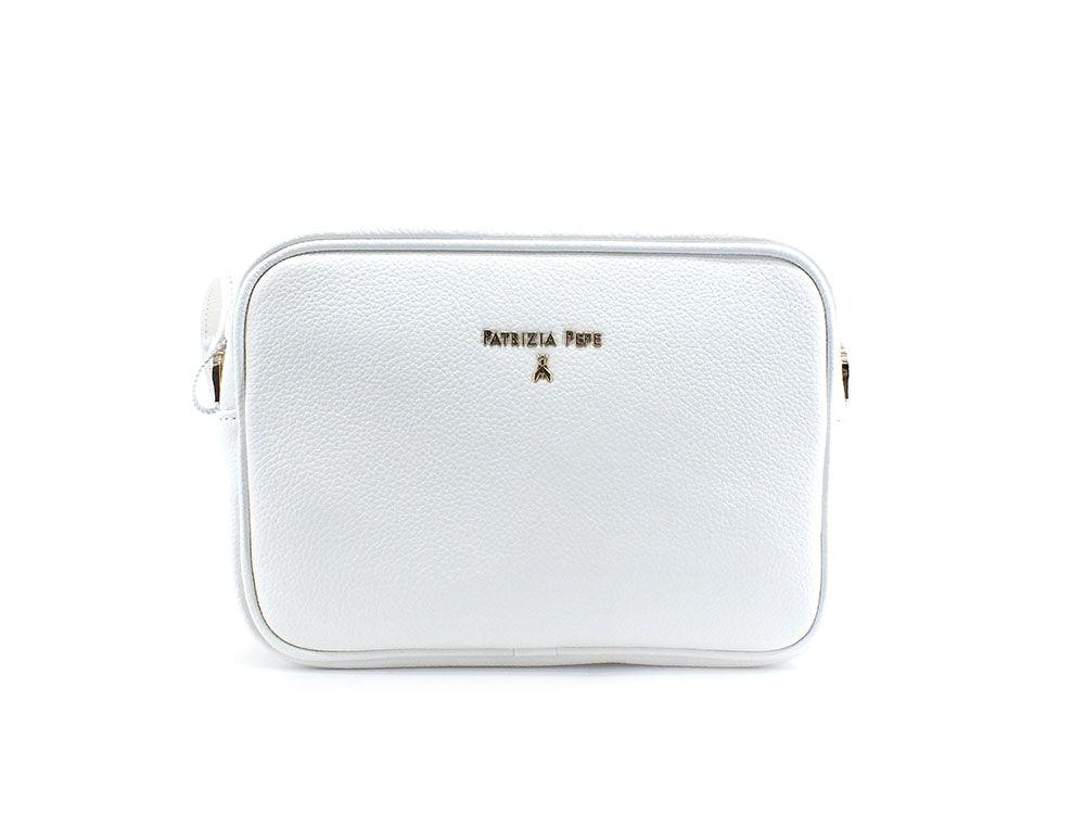 PATRIZIA PEPE Tracolla Borsa Zip Logo Bianco CB8985L001-W146 - Sandrini Calzature e Abbigliamento