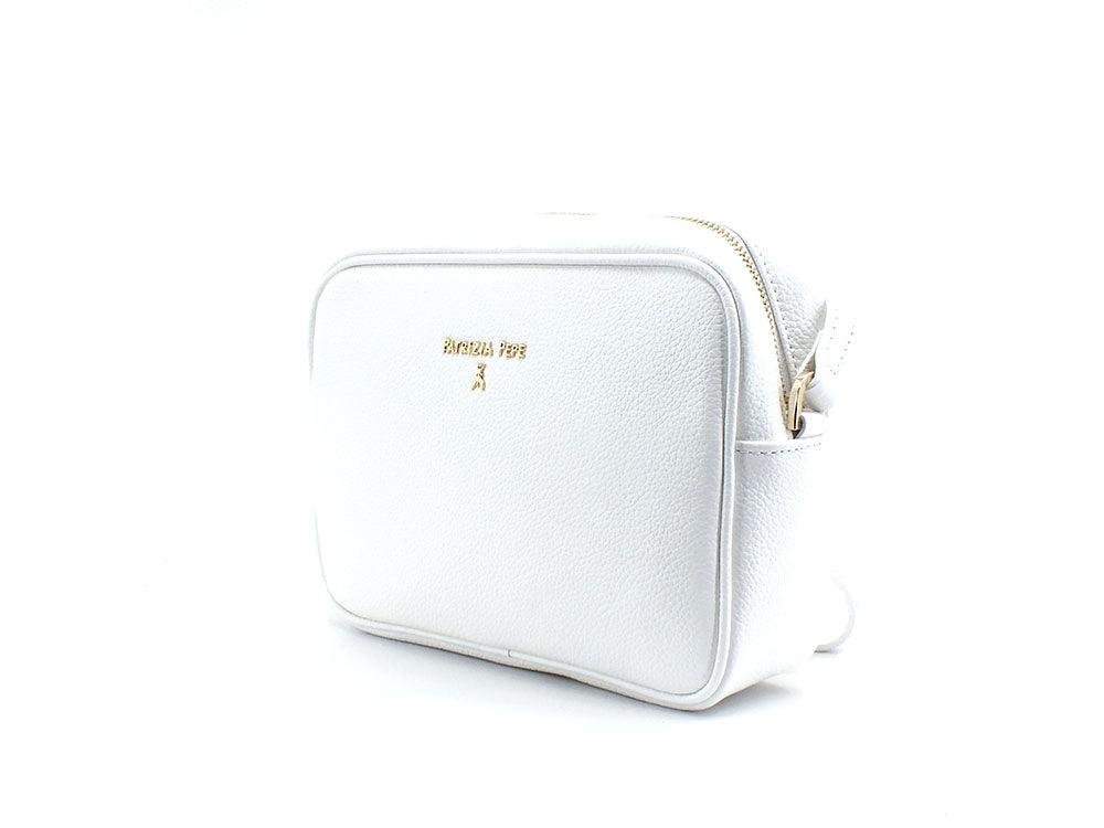 PATRIZIA PEPE Tracolla Borsa Zip Logo Bianco CB8985L001-W146 - Sandrini Calzature e Abbigliamento