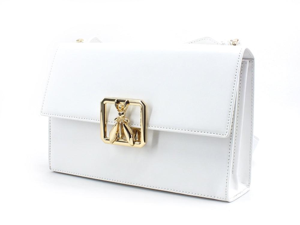 PATRIZIA PEPE Tracolla Pelle Logo White Gold 2VA149-A8W9G - Sandrini Calzature e Abbigliamento