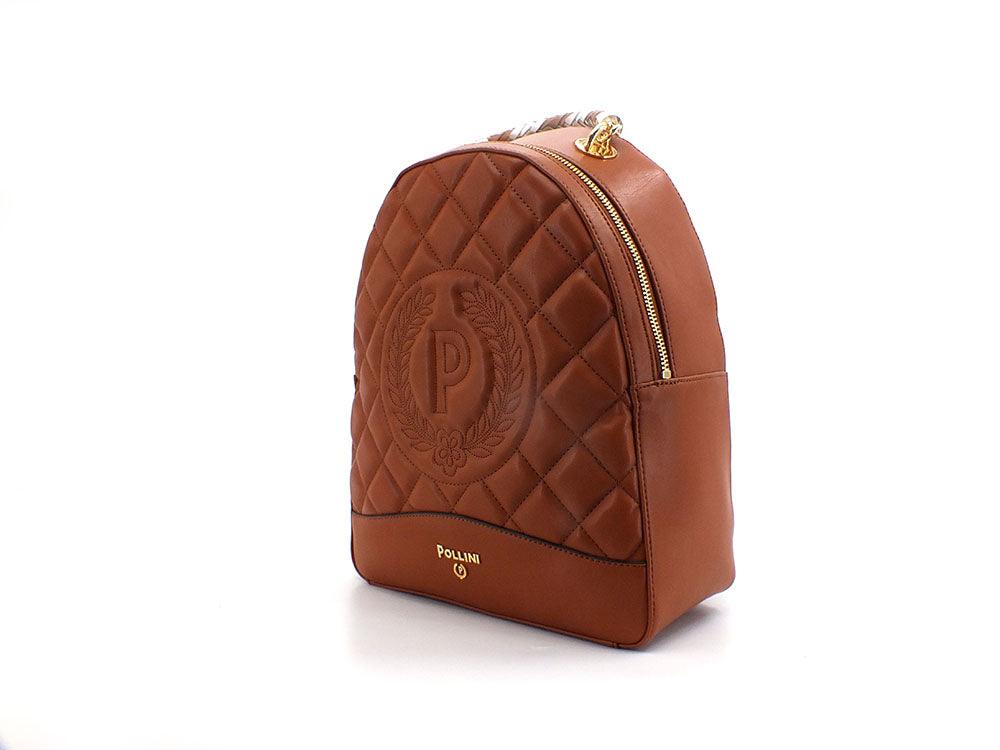 POLLINI Backpack Zaino Logo Catena Marrone Terra SC4557PP0ESB0200 - Sandrini Calzature e Abbigliamento