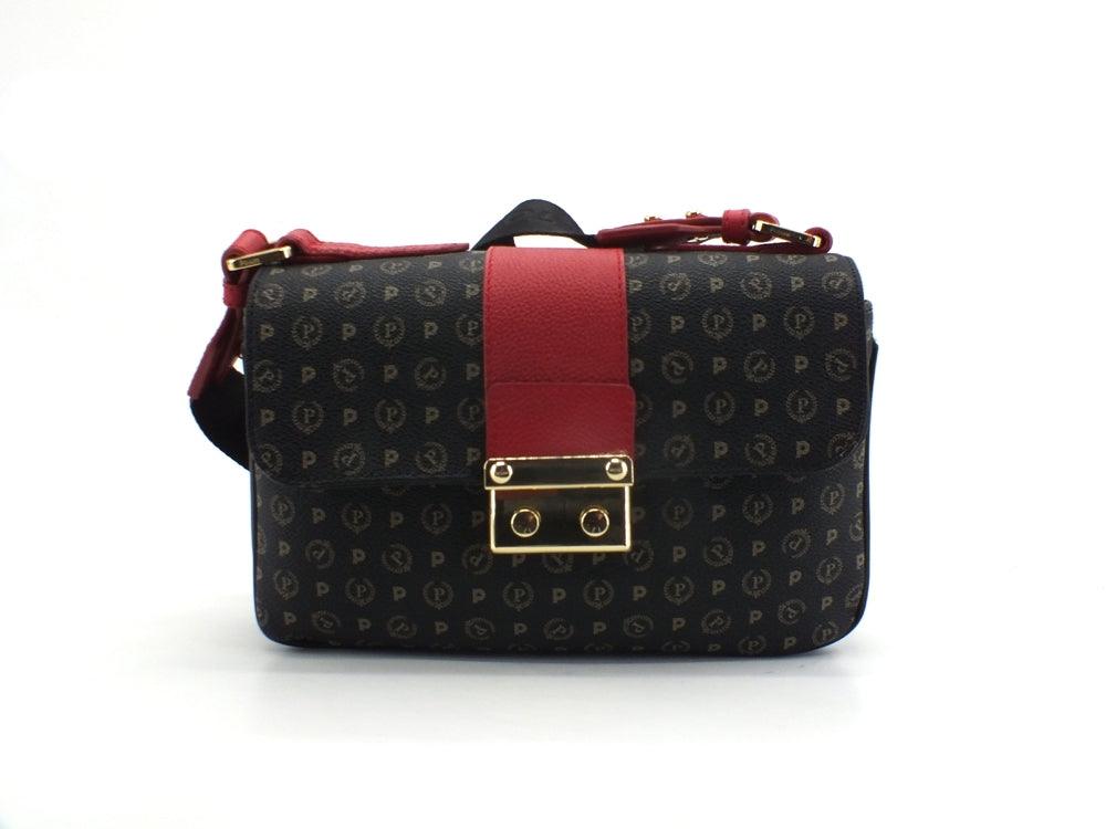 POLLINI Borsa Baguette Heritage Loghi Nero Rosso TE8452PP0BQ1100B - Sandrini Calzature e Abbigliamento