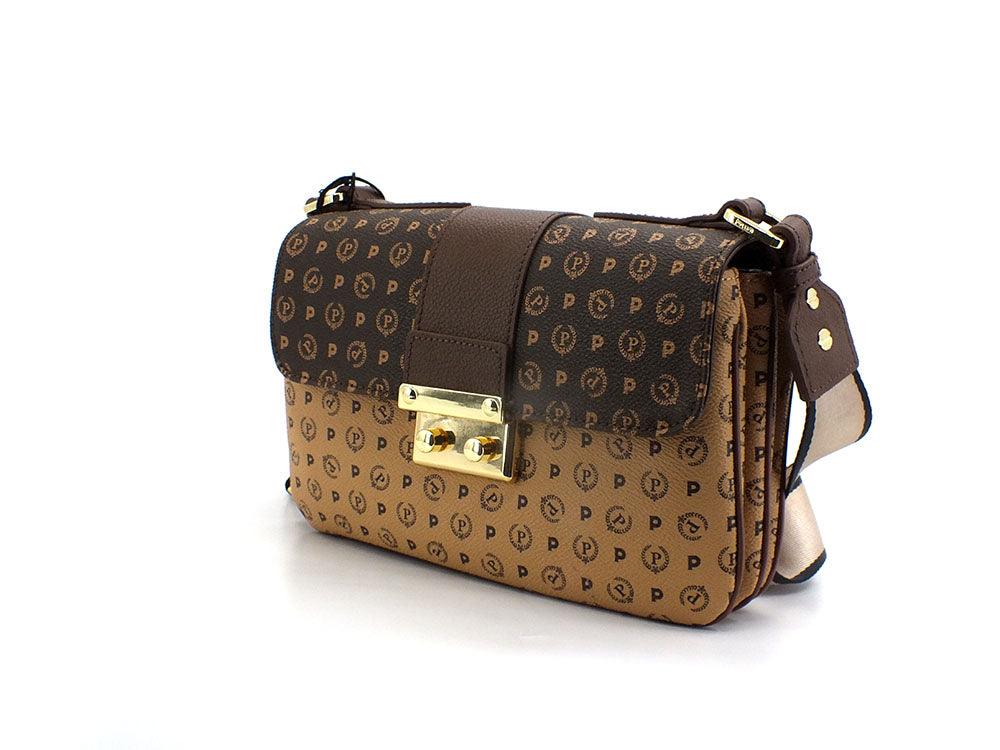 POLLINI Borsa Baguette Loghi Printed Marrone Crema TE8452PP0BQ5330A - Sandrini Calzature e Abbigliamento