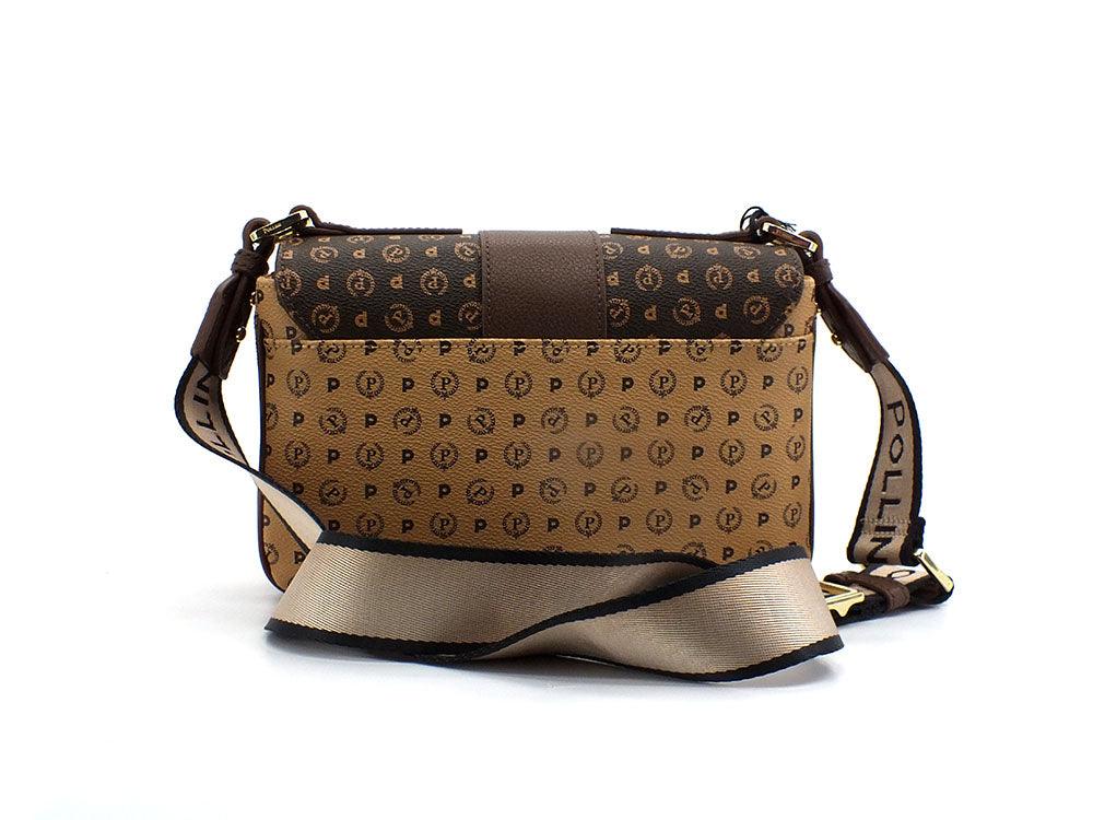 POLLINI Borsa Baguette Loghi Printed Marrone Crema TE8452PP0BQ5330A - Sandrini Calzature e Abbigliamento
