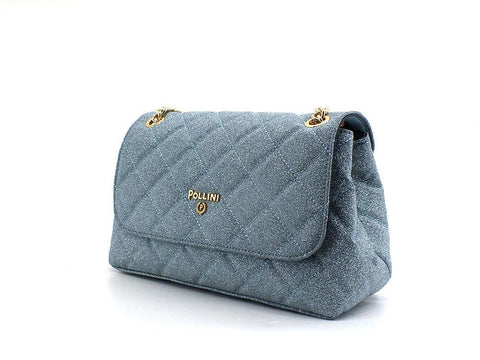 POLLINI Borsa Crossbody Flap Logo Gold Blu Lago SC4501PP0ESE170A - Sandrini Calzature e Abbigliamento