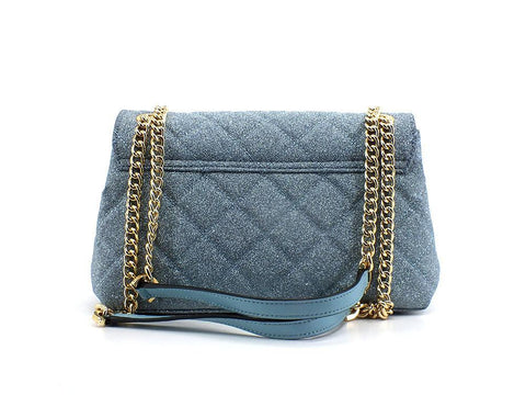 POLLINI Borsa Crossbody Flap Logo Gold Blu Lago SC4501PP0ESE170A - Sandrini Calzature e Abbigliamento
