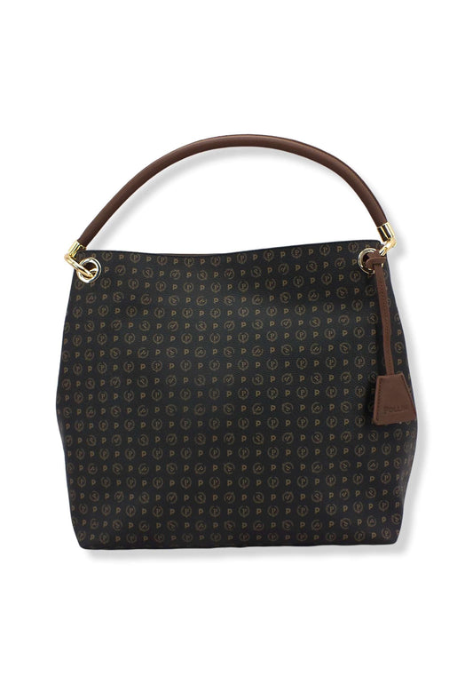 POLLINI Borsa Hobo Loghi Nero Marrone TE8409PP02DQ1100D - Sandrini Calzature e Abbigliamento